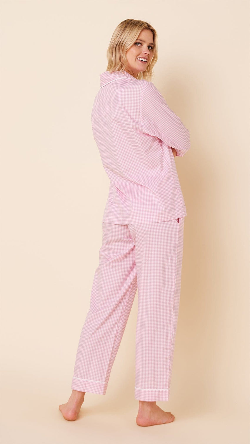 Classic Gingham Luxe Pima Pajama - Pink Hover Pink