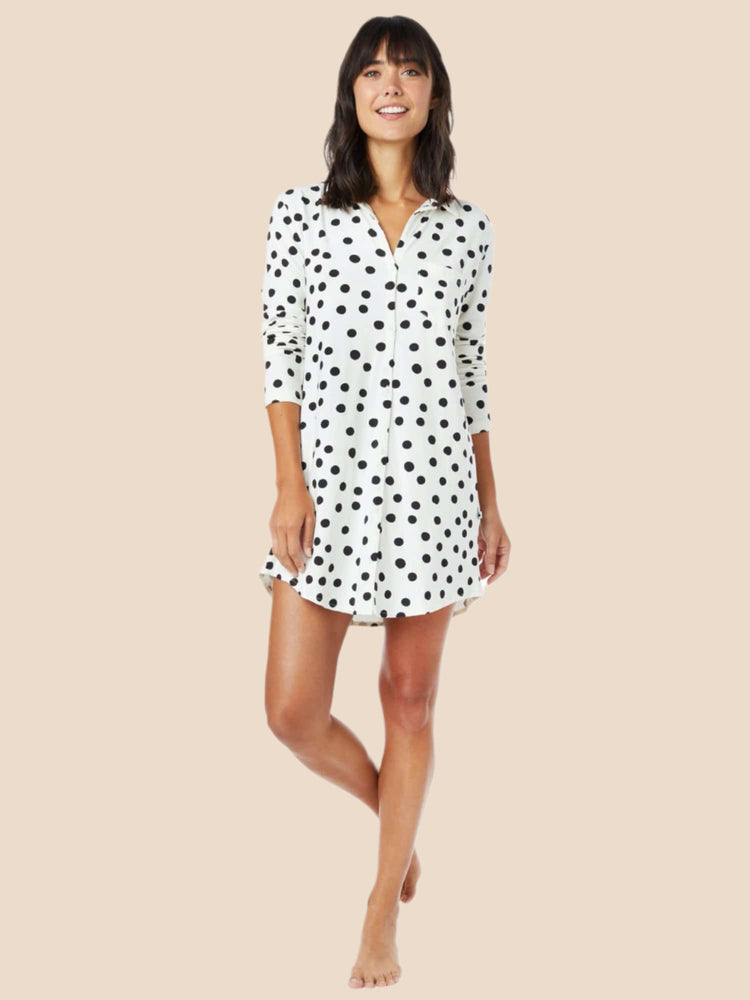 Sprinkle Dots Pima Knit Night Shirt Extra White