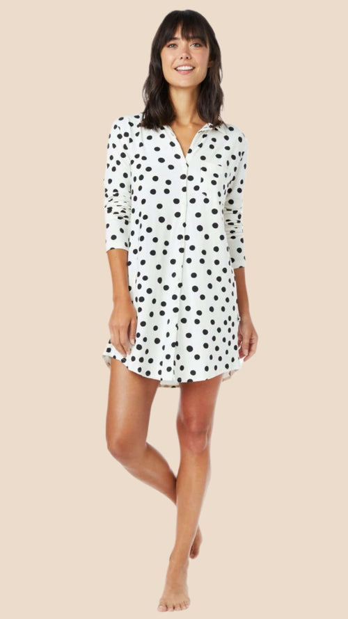 Sprinkle Dots Pima Knit Night Shirt Extra White